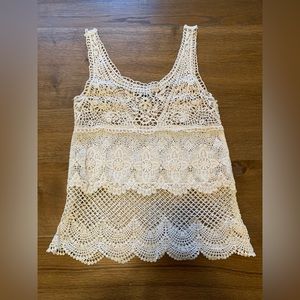 American Eagle Outfitters Macramé Crochet Knit Tank Top
